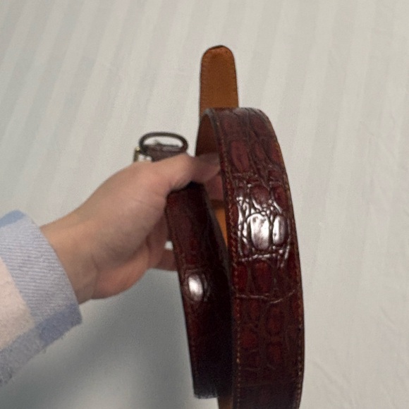 Martin DingmanCrocodile Leather Belt Brown Exotic Skin Handmade USA Size 36